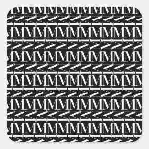 Adesivo Quadrado Monograma - Letra Inicial M