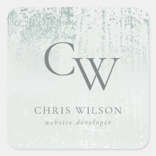 Adesivo Quadrado Monograma Metálico Bruto de Água Prateada Monogr