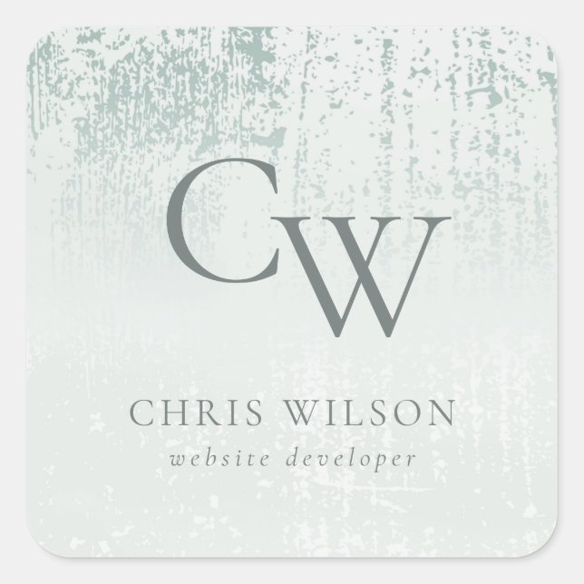 Adesivo Quadrado Monograma Metálico Bruto em Teto Prateado (Frente)