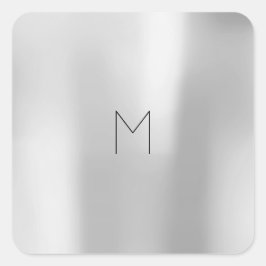 Adesivo Quadrado Monograma Mínimo Metálico das Cinzas de Cinza prat