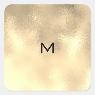 Adesivo Quadrado Monograma mínimo RSVP do metal Dourado do Sepia d
