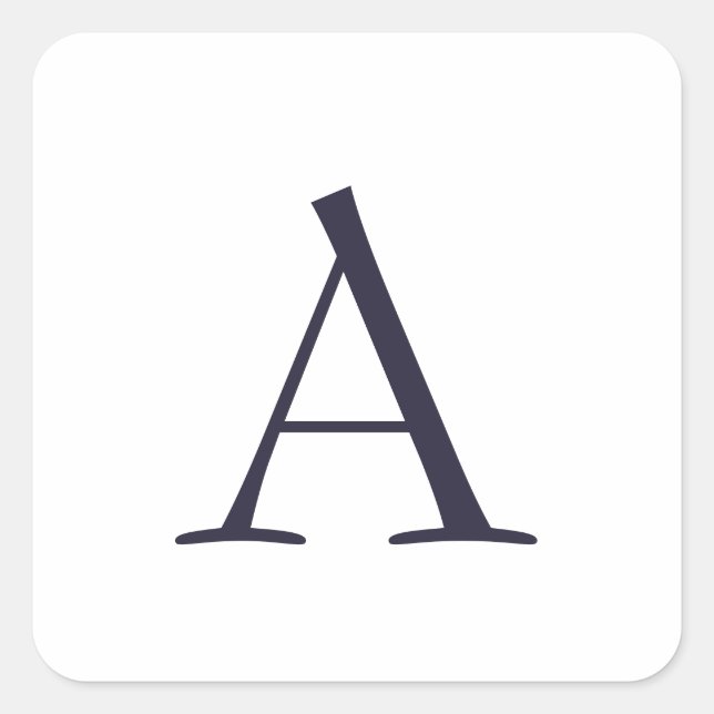 Adesivo Quadrado Monograma Moderno Simples Azul Inicial (Frente)