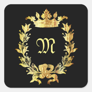 Adesivo Quadrado Monograma negro e dourado Elegante