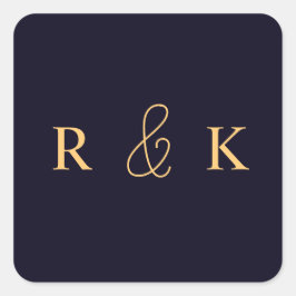 Adesivo Quadrado Monograma personalizado coral e pêssego