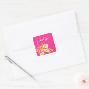 Adesivo Quadrado Monograma Personalizado de Flores Selvagens Modern