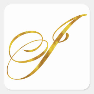 Adesivo Quadrado Monograma Personalizado I Faux Monogramas de folha