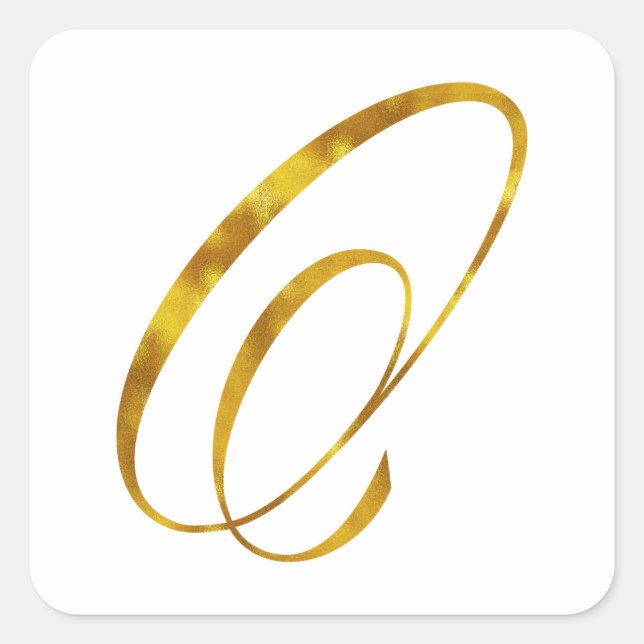 Adesivo Quadrado Monograma personalizado O Faux Gold Foil Monograma (Frente)