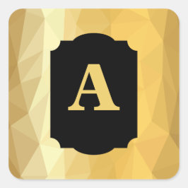 Adesivo Quadrado Monograma personalizado preto metálico ouro