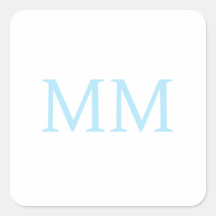 Adesivo Quadrado Monograma Profissional Minimalista Azul e Branco