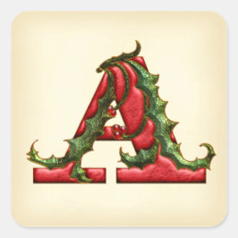 Adesivo Quadrado Monograma que do azevinho do Natal um envelope