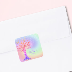 Adesivo Quadrado Monograma Rainbow Colors Girl