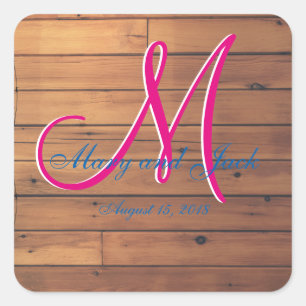 Adesivo Quadrado Monograma rústico da parede 3d do celeiro do