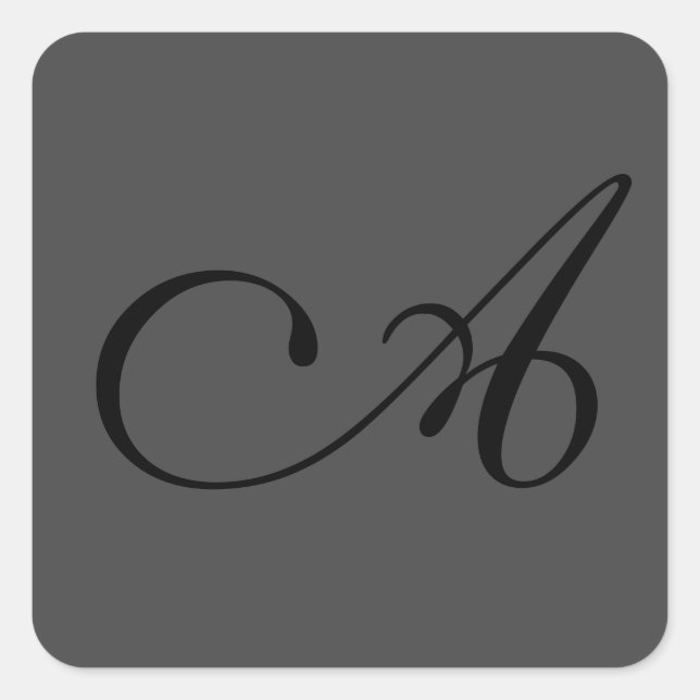 Adesivo Quadrado Monograma Simples de Cinzas Modernas Adicionar Seu (Frente)