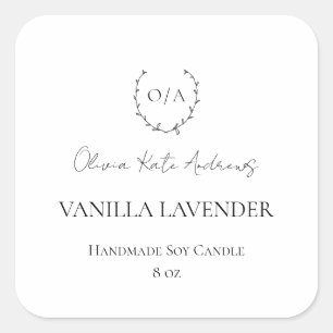 Adesivo Quadrado Monograma Simples Elegante