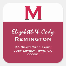 Adesivo Quadrado Monograma Simples RED M ou Qualquer V10 Inicial