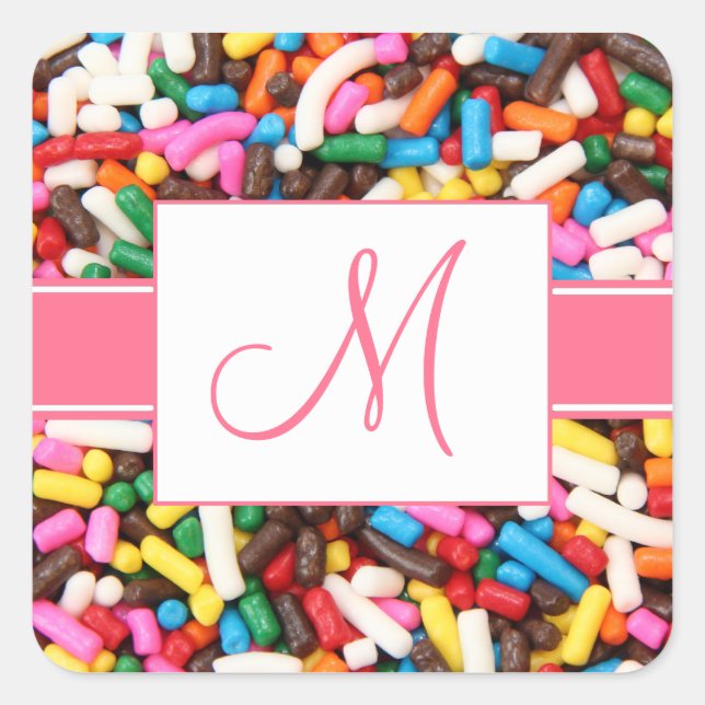 Adesivo Quadrado Monograma Sprinkles Stickers (Frente)