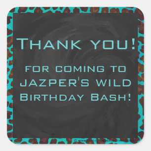 Adesivo Quadrado Monograma Teal e Brown Leopardo