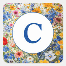 Monograma Verão Flores Selvagens Aquarela