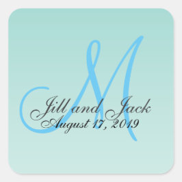 Adesivo Quadrado Monograma verde elegante da hortelã 3d