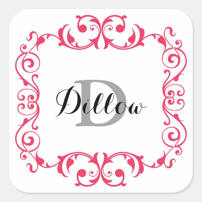 Adesivo Quadrado Monograma Vermelho (Frente)