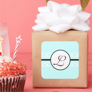 Adesivo Quadrado Monograma Wede Brite Aqua Blue Borders