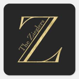 Adesivo Quadrado Monograma Z Dourado e nome em qualquer cor