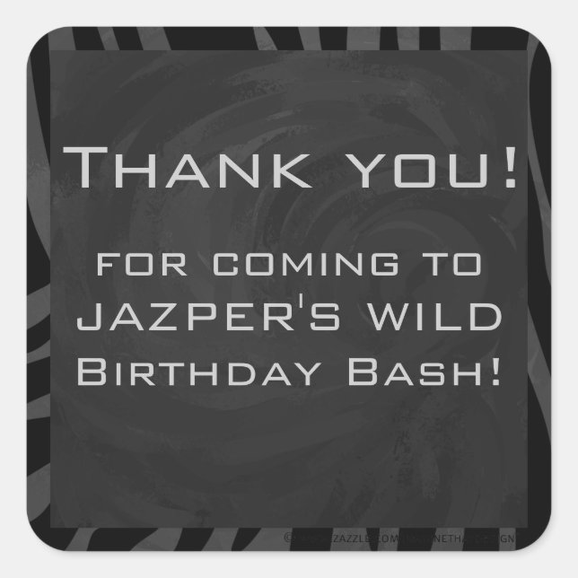 Adesivo Quadrado Monograma Zebra Black e Cinzas (Frente)