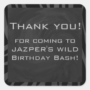 Adesivo Quadrado Monograma, Zebra, Cinza e Preto