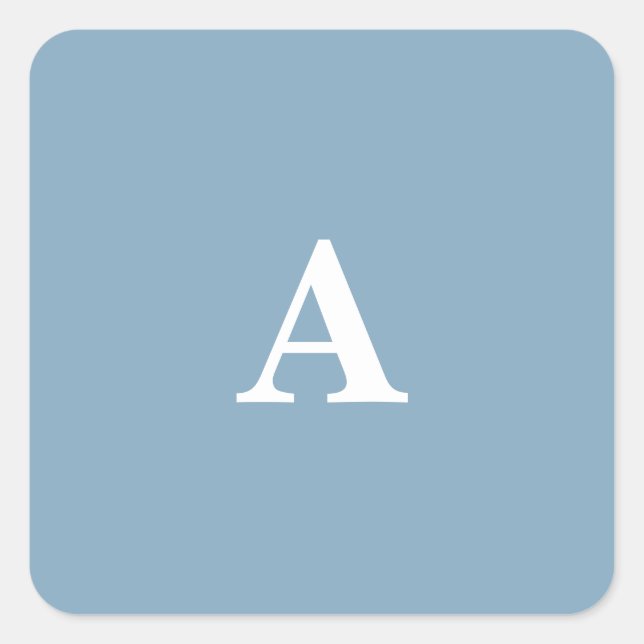 Adesivo Quadrado Monogramas brancos azuis empoeirados Simples (Frente)