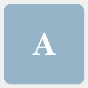 Adesivo Quadrado Monogramas Brancos Azul Poeira Simples Minimal Per