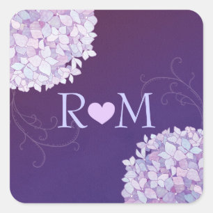 Adesivo Quadrado Monogramas + Casamento roxo do Hydrangea do