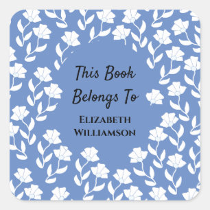 Adesivo Quadrado Monogrammed floral do retorno do livro pertence a