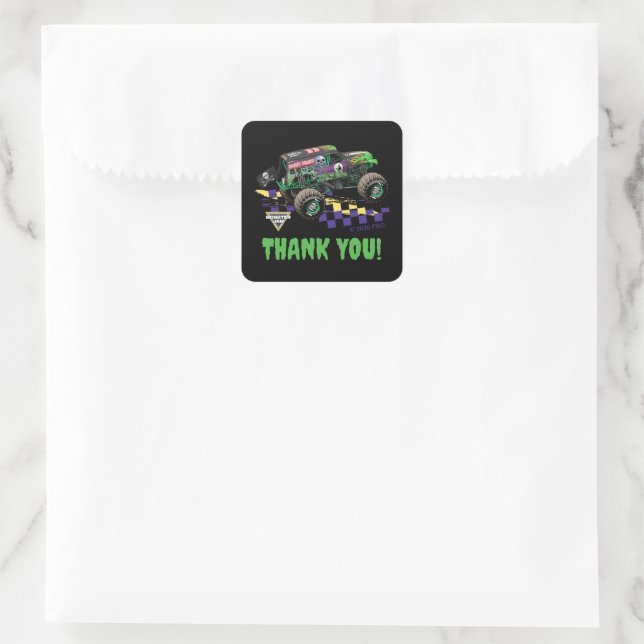 Adesivo Quadrado Monster Jam Grave Digger Obrigado (Bolsa)