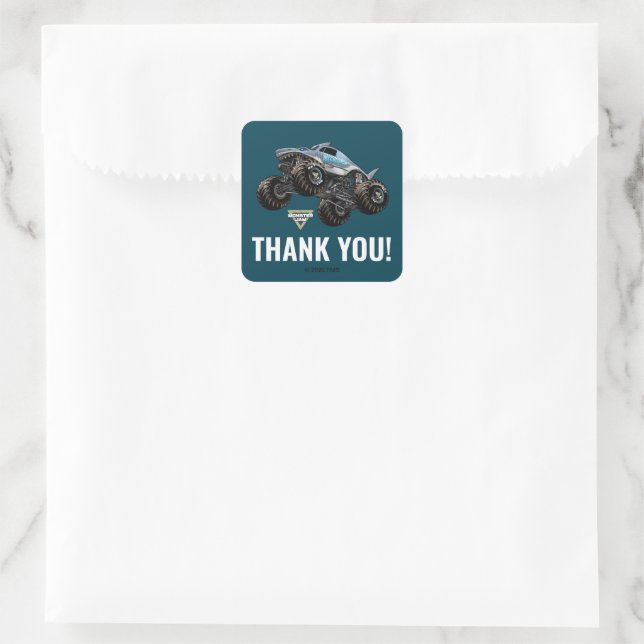 Adesivo Quadrado Monster Jam Megalodon Obrigado (Bolsa)