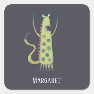 Adesivo Quadrado Monster Margaret Custom Name Sticker Quadrado