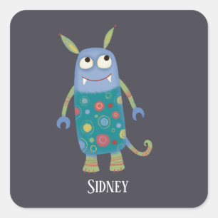 Adesivo Quadrado Monster Sidney Custom Name Sticker