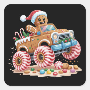 Adesivo Quadrado Monster Truck Gingercake Man Christmas