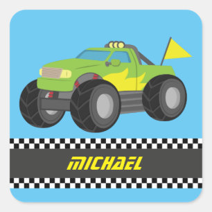Adesivo Quadrado Monster truck verde de competência legal para