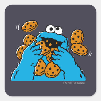 Adesivo Quadrado Monstro Come Cookie Comendo Todos os Cookies