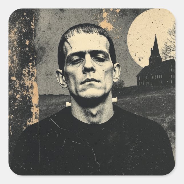 Adesivo Quadrado Monstro de Frankenstein Halloween (Frente)