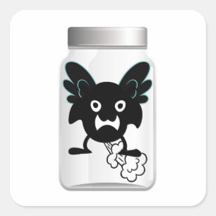 Adesivo Quadrado Monstro Flying Fart em um Jar