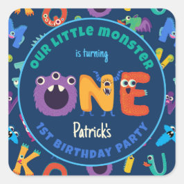 Adesivo Quadrado Monstros do Alfabeto primeiro aniversario Nosso Pe