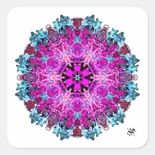 Adesivo Quadrado Monstros e uma flor (padrão abstrato) v1.1