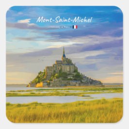 Adesivo Quadrado Mont-Saint-Michel, França - Abadia Medieval