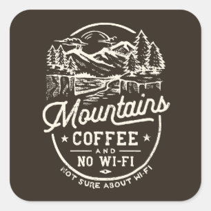 Adesivo Quadrado Monta Café Wi-Fi Engraçado