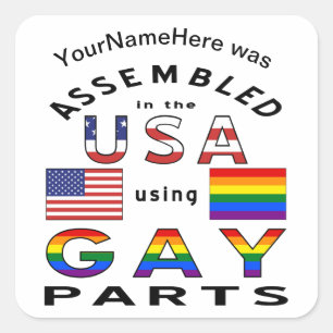Adesivo Quadrado Montado nos EUA Usando Peças Gays Personalizado