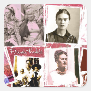Adesivo Quadrado Montagem da foto de Frida Kahlo