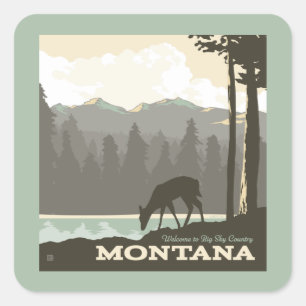 Adesivo Quadrado Montana   Bem-vindo ao Big Sky Country