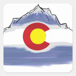 Adesivo Quadrado Montanha artística da bandeira de Colorado