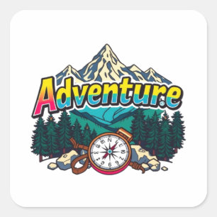 Adesivo Quadrado Montanha de Aventura – Design de Natureza para Cam